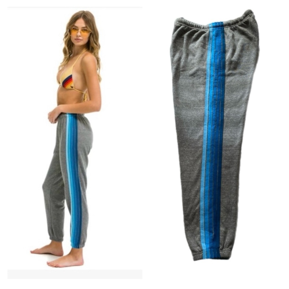 Aviator Nation Gray Sweatpants with Blue Accents